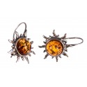 Amber - silver earrings "The Sun"