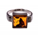 Silver ring with amber "Autumn leafs"