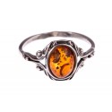 Silver ring with amber "Passion"