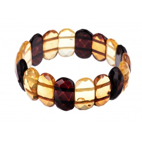 Diamond-polishing, multicoloured amber bracelet "Summer Rain"