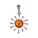 Silver pendant with amber "Evening Sun"