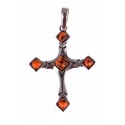 Silver pendant with amber "A Cross"