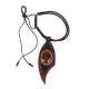 Black and brown leather necklace with dark-yellow amber "The Lake of  Peacefulness"