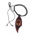 Black and brown leather necklace with dark-yellow amber "The Lake of  Peacefulness"