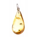 Silver pendant with amber inclusion "The Crystal Secret"