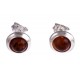 Silver earrings with amber "Night Queen"