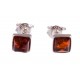 Silver earrings with amber "The Silence of the Night"