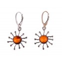 Silver - amber earrings "The Sun"