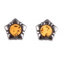 Silver -  amber earrings "Yellow Blossom"