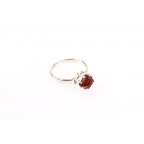 Silver ring with amber eye "Evening Star"