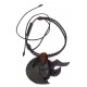 Black leather necklace with amber "The Moon Goddess" 