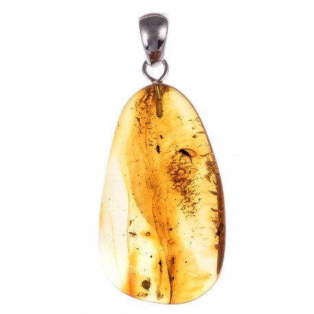 Silver-amber pendant with inclusion