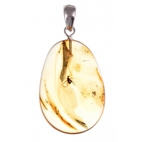 Silver-amber pendant with inclusion
