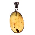 Silver pendant with amber inclusion