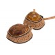 Leather jewelry set decorated with amber
