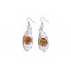Sand and white colour leather earrings