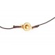 Necklace with amber on a leather string