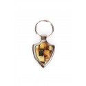 Metal keyring decorated with amber's mosaic