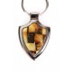 Metal keyring decorated with amber's mosaic