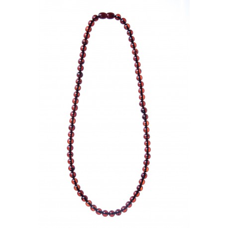Rich cherry-colour amber beads