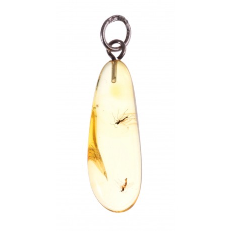 Amber pendant with an inclusion and a silver loop