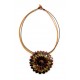 Cognac and lemon amber necklace-brooch "Flower"