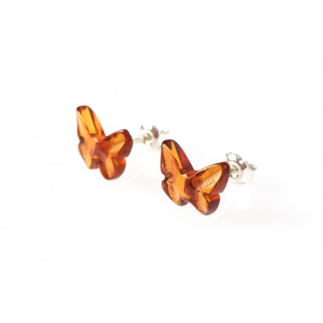 Amber - silver earrings "A Butterfly of Honey"