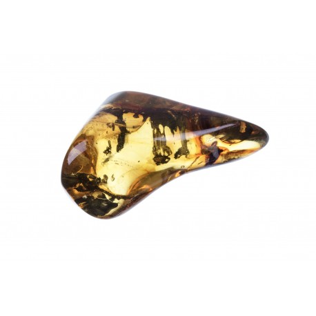 Clear, transparent amber nugget with the plants' impurities