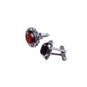 Cufflinks with cherry-colour amber