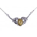 Silver necklace with yellow-colour amber