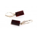 Cherry amber earrings with silver leverback clasp 