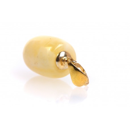 White Baltic Sea amber pendant with a loop
