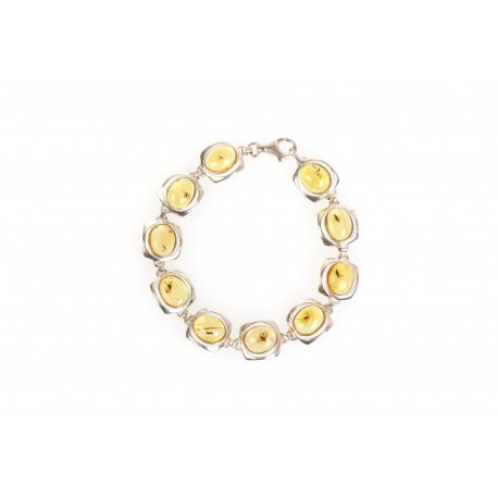 Silver bracelet with amber inclusions "Silver History"