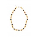 Multicoloured amber necklace with silver clasp