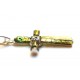 Silver Cross With Green Amber