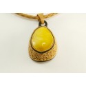 Natural leather necklace with white amber "Tenderness"