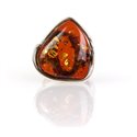 Silver ring with the sparkling, cognac-colour amber