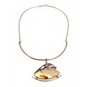 Brass necklace with white amber