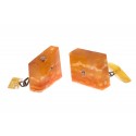 Antiquarian cufflinks of yellow, matted amber