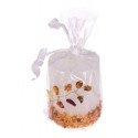 Candle decorated with amber pieces