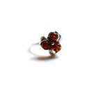 Silver - amber ring "Dew Droplets"