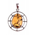 Amber - silver pendant "Cobweb"