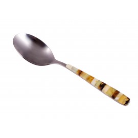 Dessert spoon decorated with amber