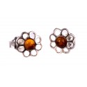 Silver earrings with brown amber eye