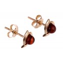 Gold earrings with  cherry amber