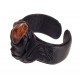 Black, wrinkled leather bracelet with amber "Amber Queen"