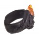 Black, wrinkled leather bracelet with amber "Amber Queen"