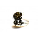 Silver - amber ring "Rose Fragrance"