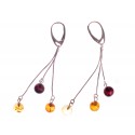 Silver earrings with amber