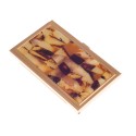 Business card holder with amber
